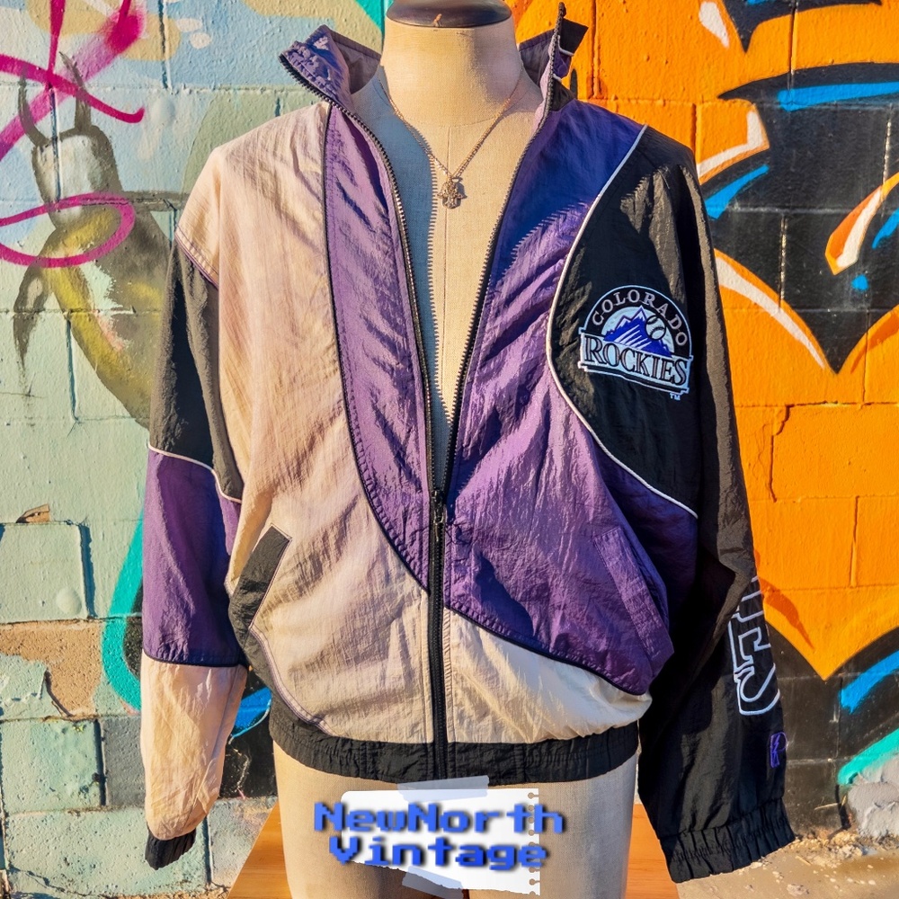 COLORADO ROCKIES MLB Vintage Windbreaker size Large, Retro Logo Embroidery